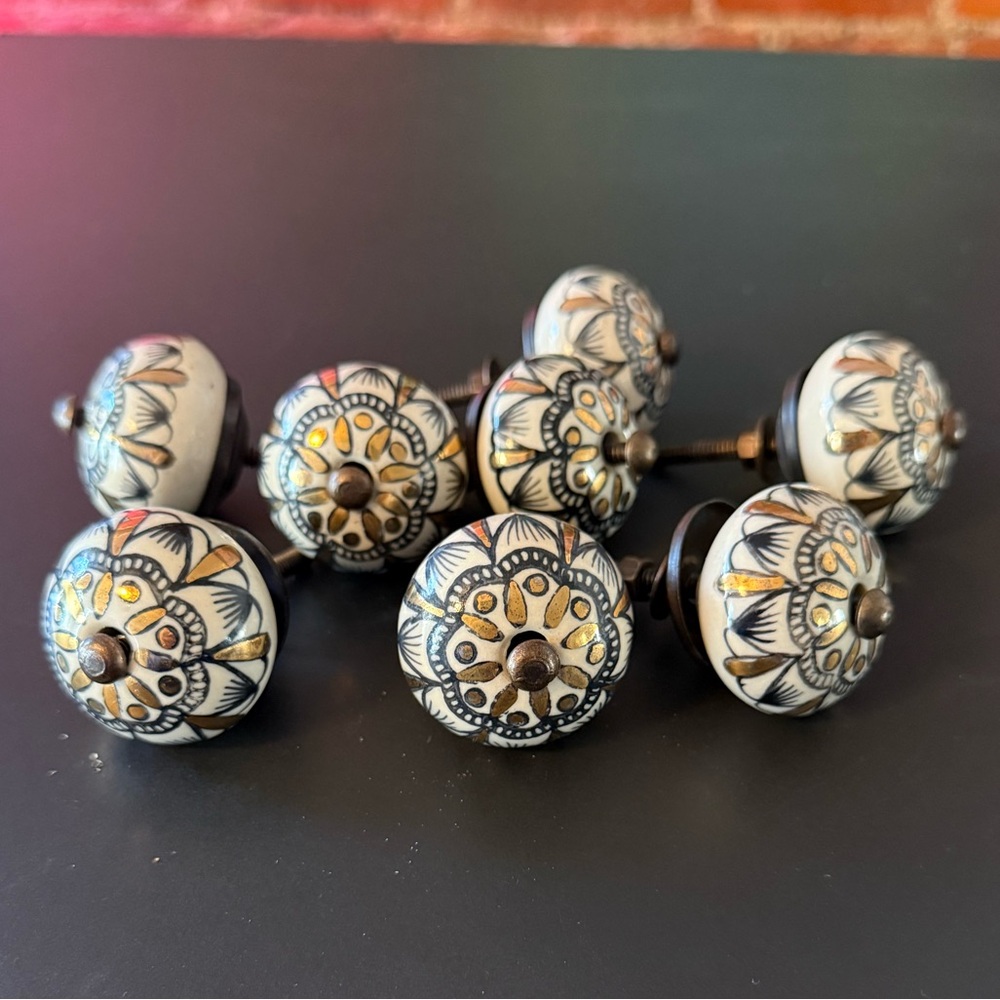 Decorative Ceramic Knobs with Floral Design